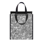 Silver (NOT Real) Glitter Print Insulated Lunch Tote