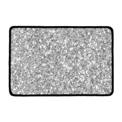 Silver (NOT Real) Glitter Print Kitchen Mat