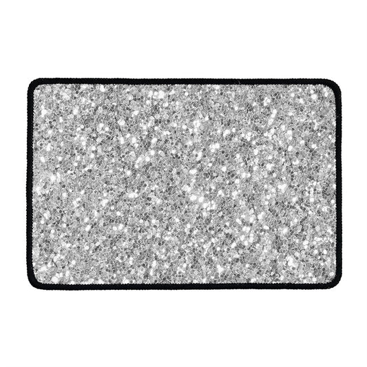 Silver (NOT Real) Glitter Print Kitchen Mat