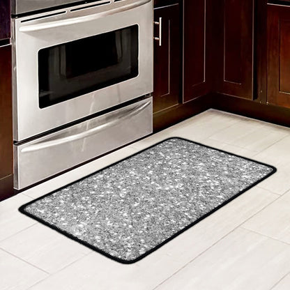 Silver (NOT Real) Glitter Print Kitchen Mat