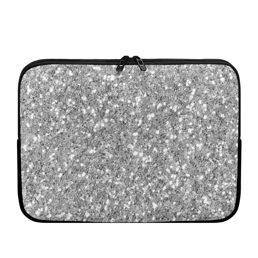 Silver (NOT Real) Glitter Print Laptop Sleeve