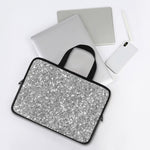 Silver (NOT Real) Glitter Print Laptop Sleeve With Handle