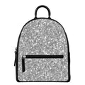 Silver (NOT Real) Glitter Print Leather Backpack