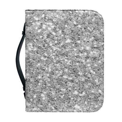 Silver (NOT Real) Glitter Print Leather Bible Cover