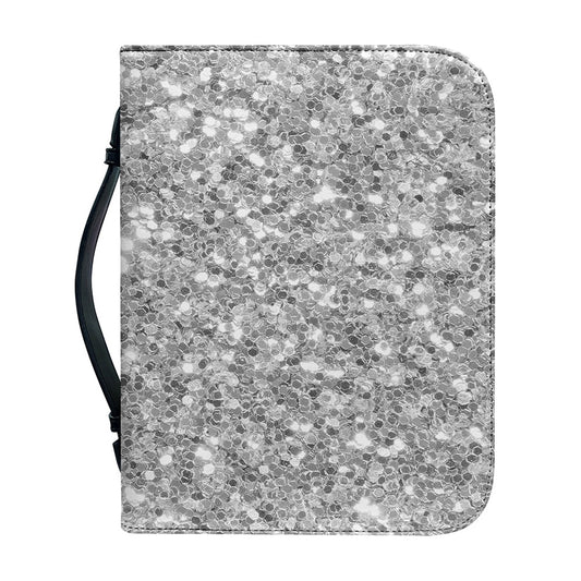 Silver (NOT Real) Glitter Print Leather Bible Cover