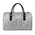 Silver (NOT Real) Glitter Print Leather Duffel Bag