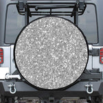 Silver (NOT Real) Glitter Print Leather Spare Tire Cover