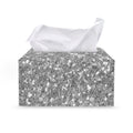 Silver (NOT Real) Glitter Print Leather Tissue Box Cover