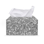 Silver (NOT Real) Glitter Print Leather Tissue Box Cover