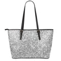Silver (NOT Real) Glitter Print Leather Tote Bag With Zipper