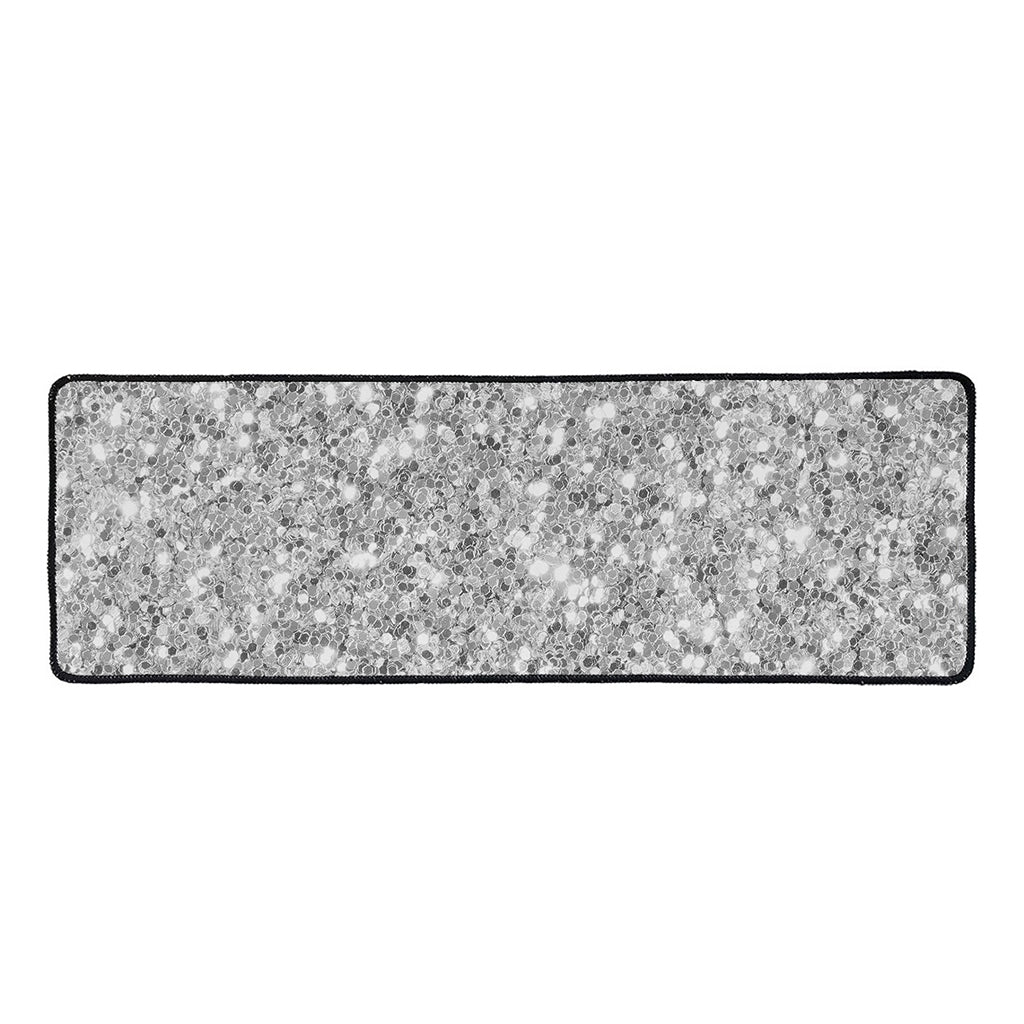 Silver (NOT Real) Glitter Print Long Kitchen Mat