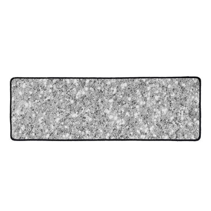 Silver (NOT Real) Glitter Print Long Kitchen Mat