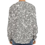 Silver (NOT Real) Glitter Print Long Sleeve Baseball Jersey