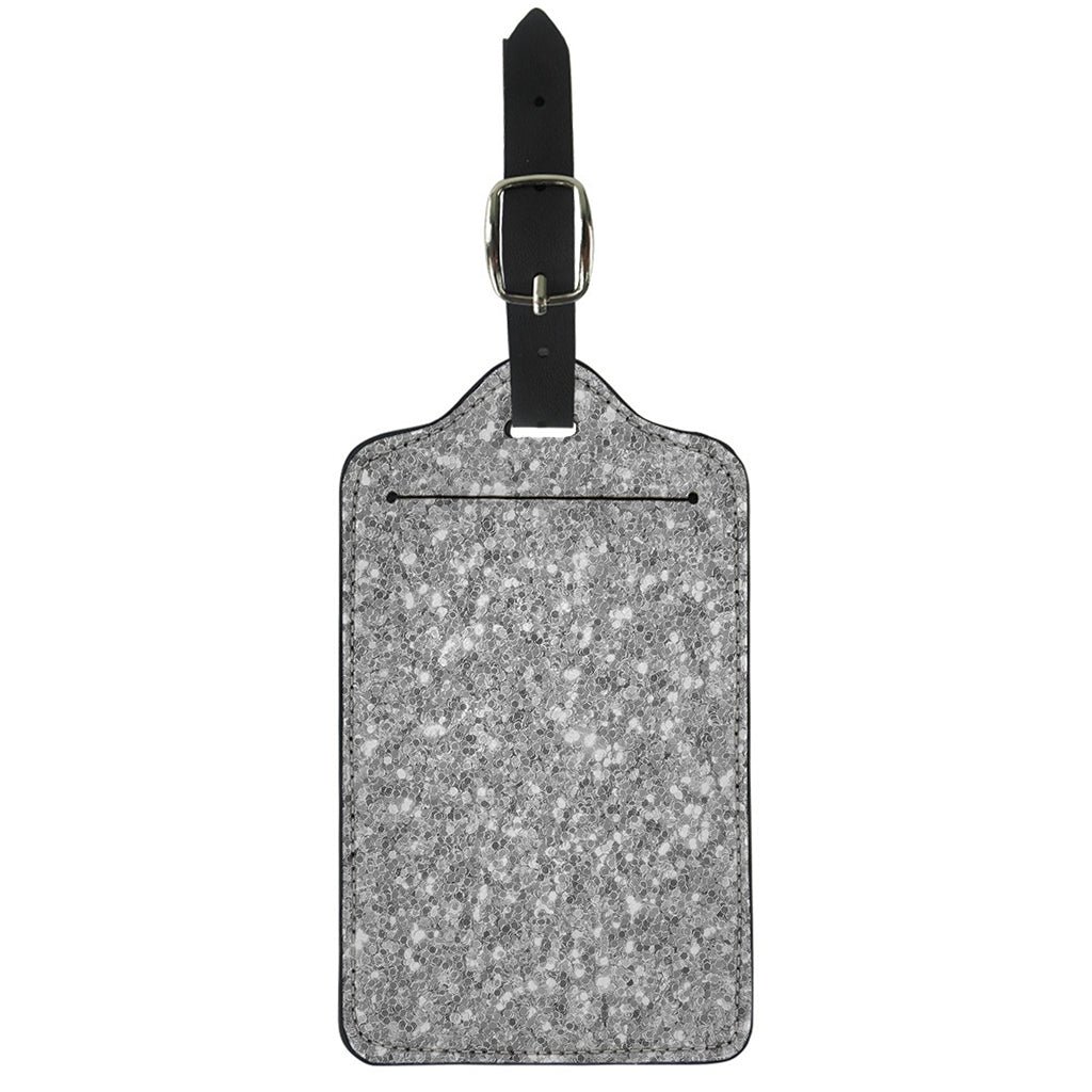 Silver (NOT Real) Glitter Print Luggage Tag