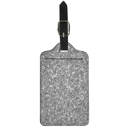 Silver (NOT Real) Glitter Print Luggage Tag