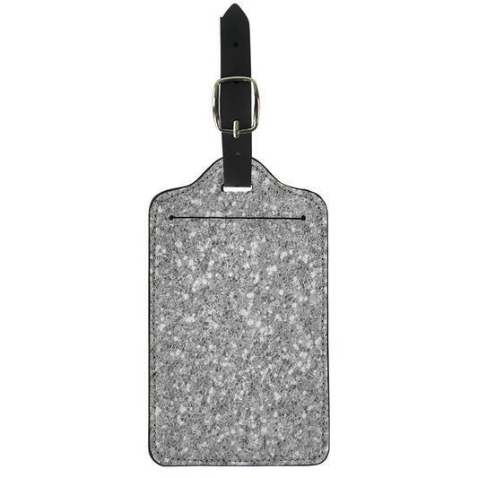 Silver (NOT Real) Glitter Print Luggage Tag
