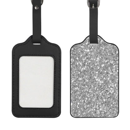 Silver (NOT Real) Glitter Print Luggage Tag