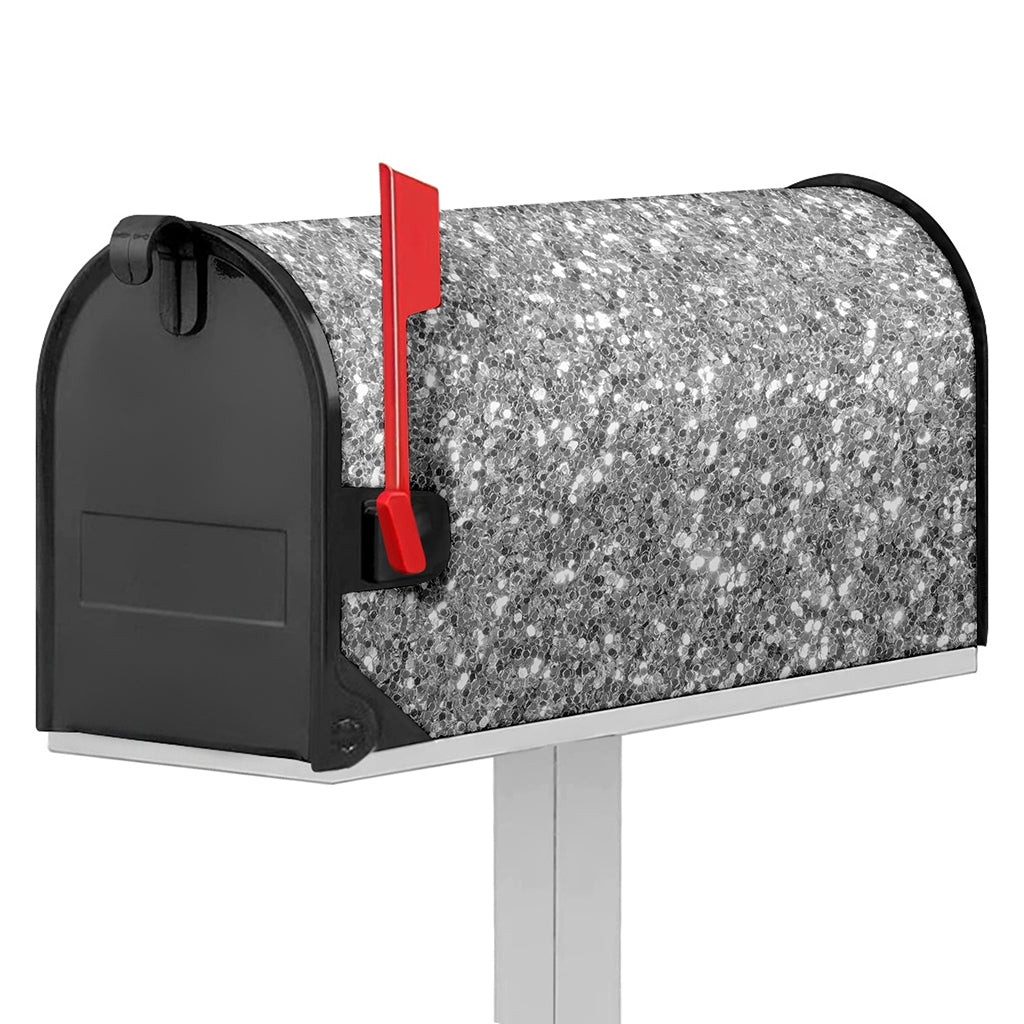 Silver (NOT Real) Glitter Print Mailbox Cover