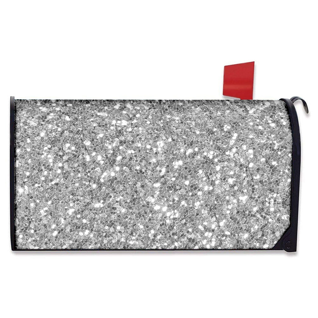 Silver (NOT Real) Glitter Print Mailbox Cover