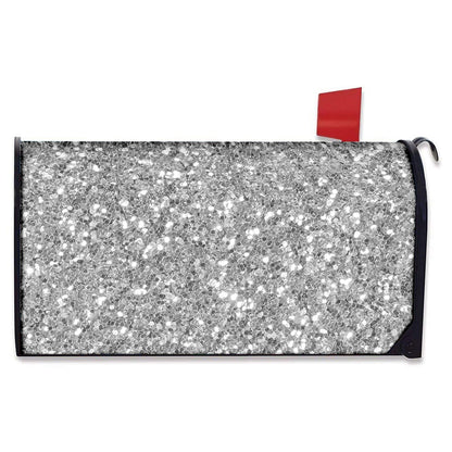 Silver (NOT Real) Glitter Print Mailbox Cover