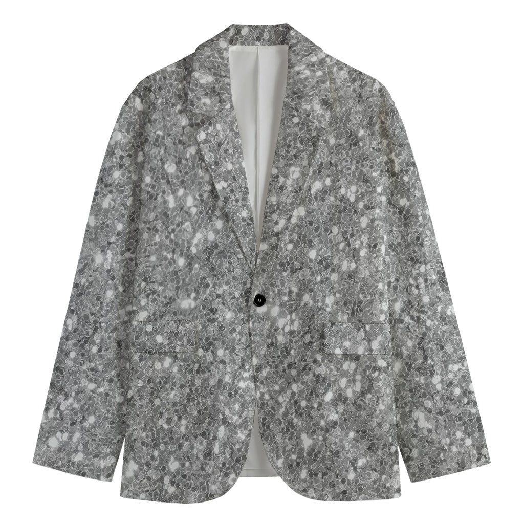 Silver (NOT Real) Glitter Print Men's Blazer