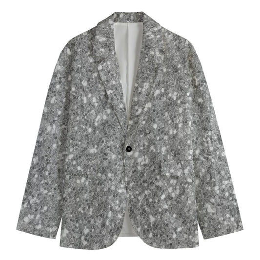 Silver (NOT Real) Glitter Print Men's Blazer