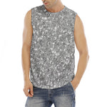 Silver (NOT Real) Glitter Print Men's Fitness Tank Top