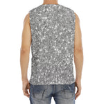 Silver (NOT Real) Glitter Print Men's Fitness Tank Top