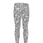 Silver (NOT Real) Glitter Print Men's leggings