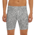 Silver (NOT Real) Glitter Print Men's Long Boxer Briefs