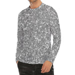Silver (NOT Real) Glitter Print Men's Long Sleeve Rash Guard