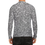 Silver (NOT Real) Glitter Print Men's Long Sleeve Rash Guard