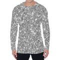 Silver (NOT Real) Glitter Print Men's Long Sleeve T-Shirt