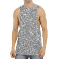 Silver (NOT Real) Glitter Print Men's Muscle Tank Top