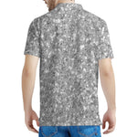 Silver (NOT Real) Glitter Print Men's Polo Shirt