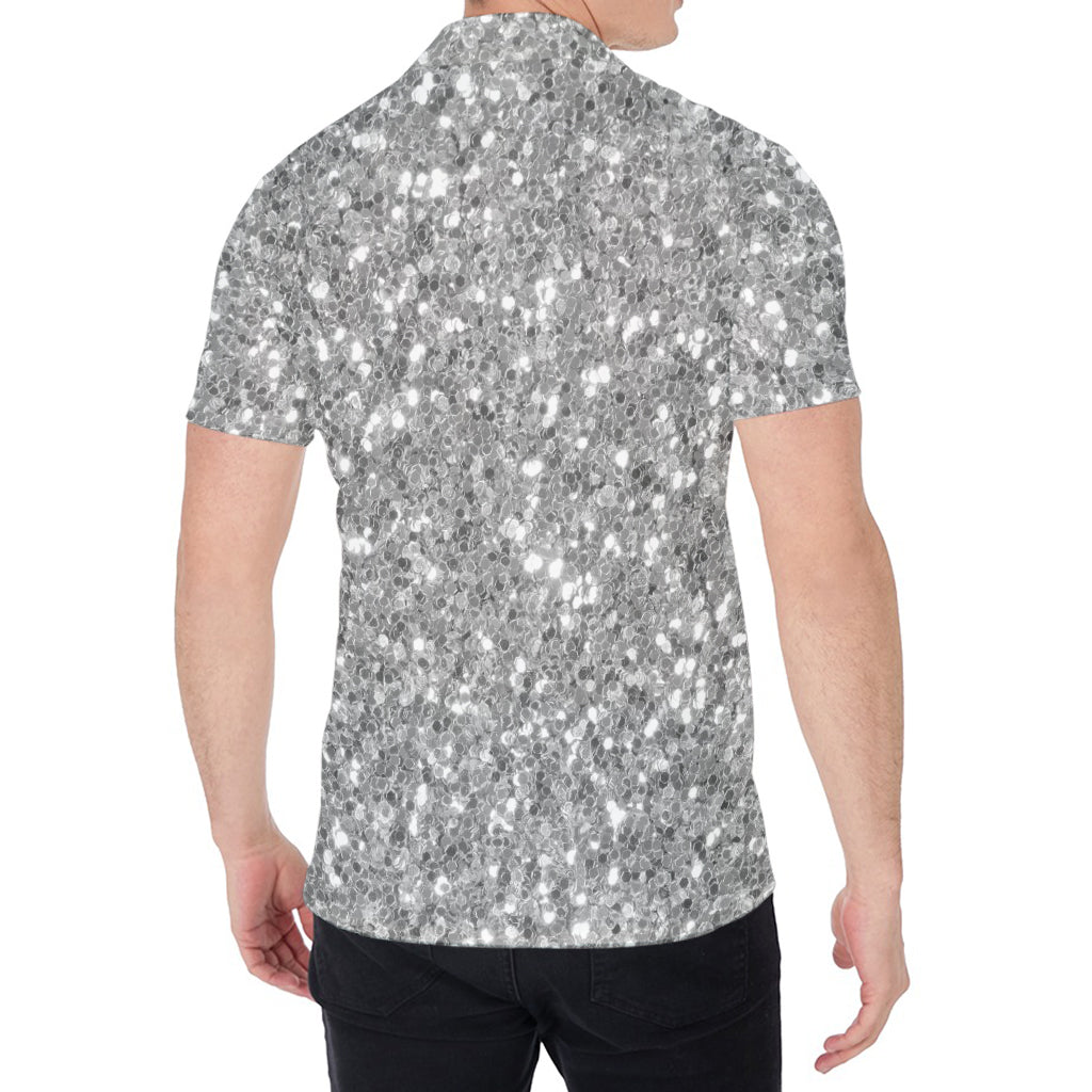 Silver (NOT Real) Glitter Print Men's Shirt