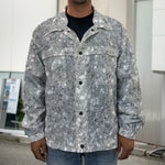 Silver (NOT Real) Glitter Print Men's Shirt Jacket