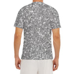 Silver (NOT Real) Glitter Print Men's Short Sleeve Rash Guard
