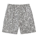 Silver (NOT Real) Glitter Print Men's Swim Trunks