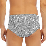Silver (NOT Real) Glitter Print Men's Triangle Swim Briefs