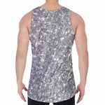 Silver (NOT Real) Glitter Print Men's Velvet Tank Top