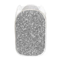 Silver (NOT Real) Glitter Print Mesh Laundry Hamper