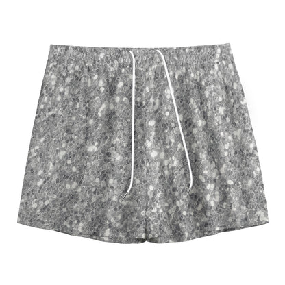 Silver (NOT Real) Glitter Print Mesh Shorts