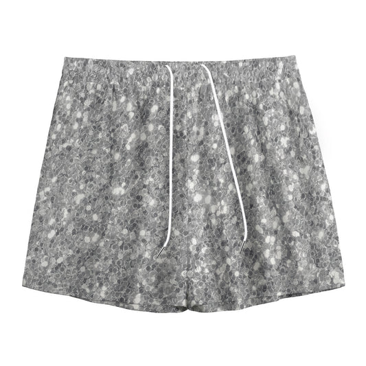 Silver (NOT Real) Glitter Print Mesh Shorts