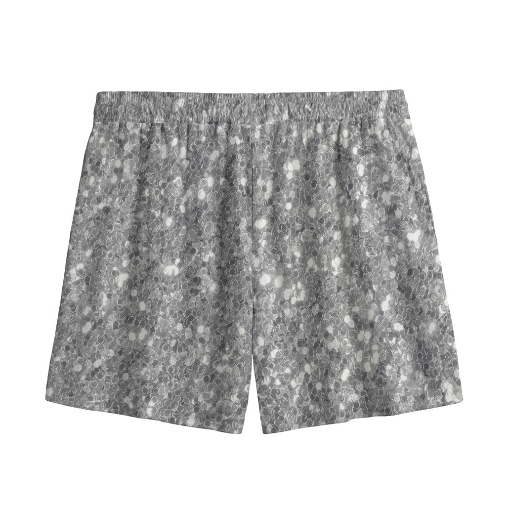 Silver (NOT Real) Glitter Print Mesh Shorts