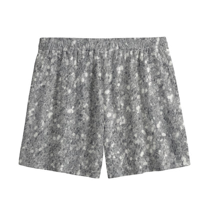 Silver (NOT Real) Glitter Print Mesh Shorts