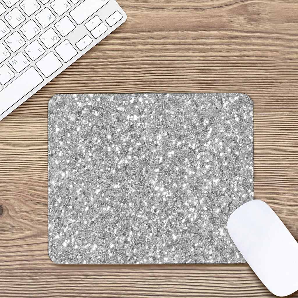 Silver (NOT Real) Glitter Print Mouse Pad