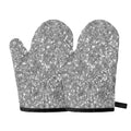 Silver (NOT Real) Glitter Print Oven Mitts