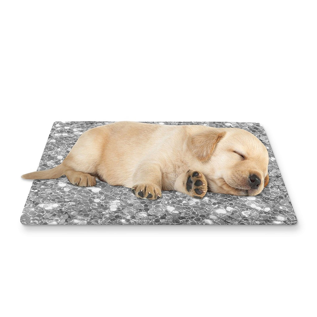 Silver (NOT Real) Glitter Print Pet Cooling Mat Cover