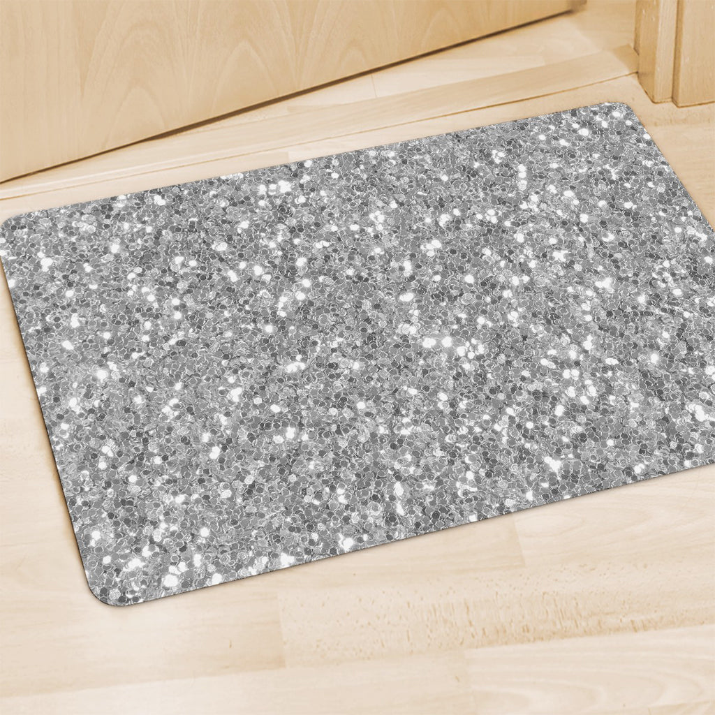 Silver (NOT Real) Glitter Print Polyester Doormat